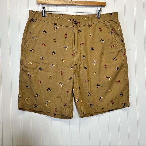 Vintage Eddie Bauer Fly Fishing pattern shorts 35W 100 percent cotton - Picture 1 of 15